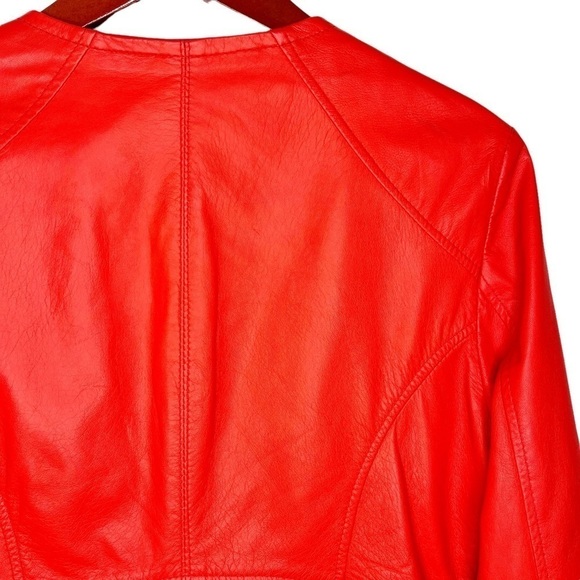 D’ARIENZO Italian Leather Dual Front Zipper Moto Style Jacket Size XL in Orange - Picture 11 of 16